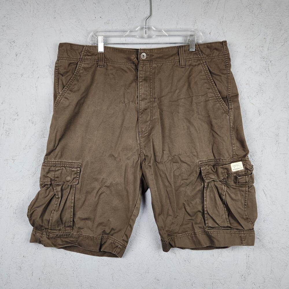 Levis Cargo Shorts Mens 42 Brown Utility Pockets Workwear Wide Leg Western Logo